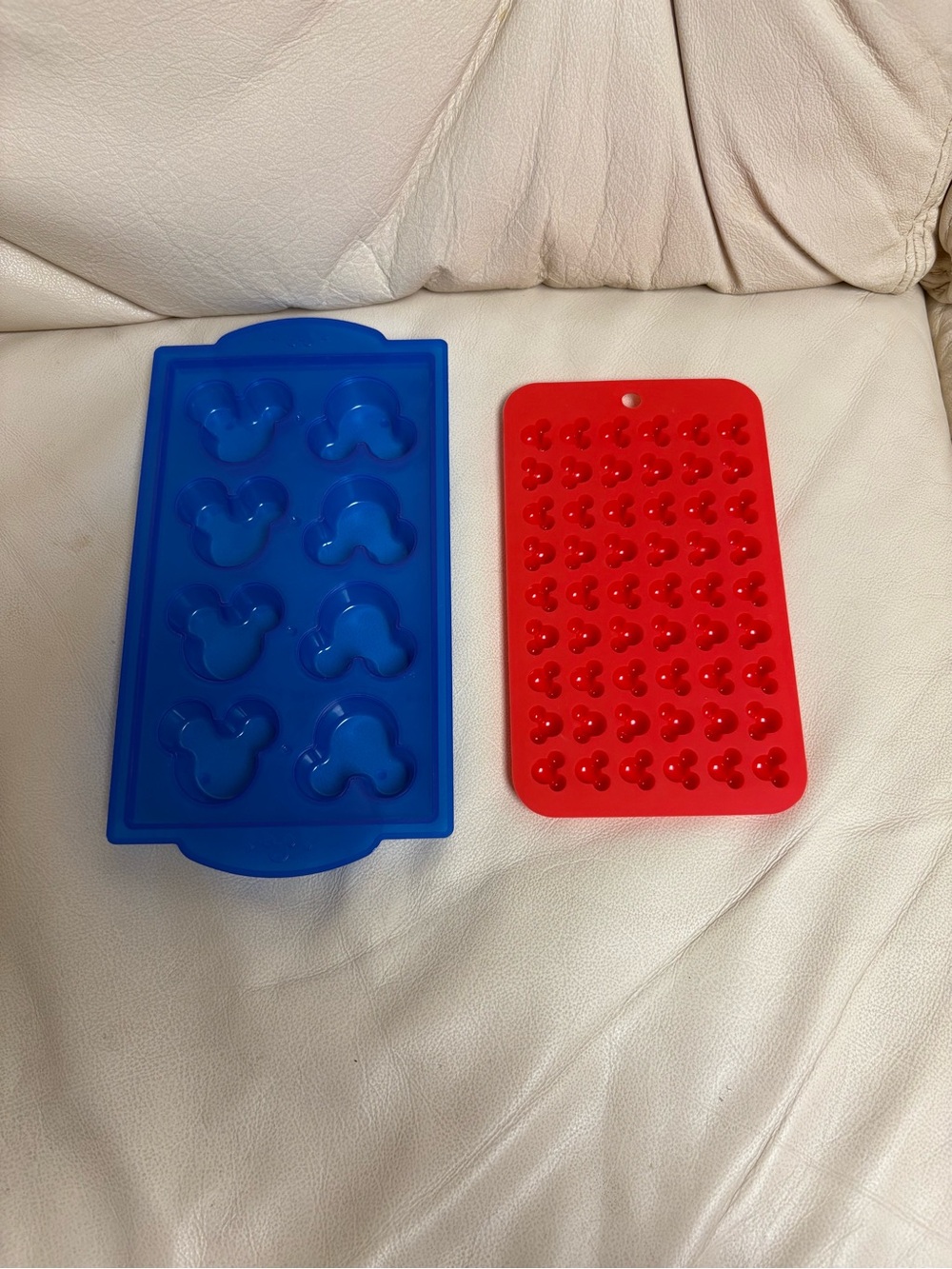 Set of 2 Mickey Mouse Ice Molds Daiso Japan Red Blue Plastic Silicone Disney